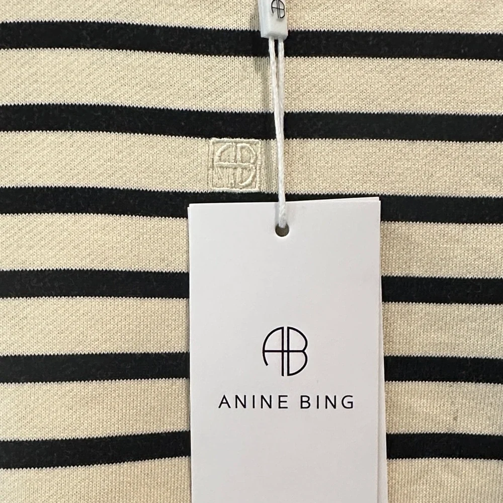 Anine Bing Women’s Sweater in Black and Cream Stripes - Picture 2 of 3